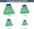 Arkwright Microfiber Tube Mop Head Replacement - (Bulk Case of 12) Heavy Duty, Lint Free, Super Absorbent & Bleach-Safe, Janitorial Essential for Commercial & Industrial Floor Cleaning, 11 oz, Green