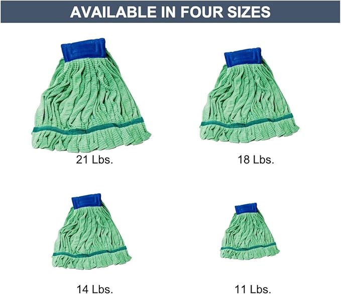 Arkwright Microfiber Tube Mop Head Replacement - (Bulk Case of 12) Heavy Duty, Lint Free, Super Absorbent & Bleach-Safe, Janitorial Essential for Commercial & Industrial Floor Cleaning, 11 oz, Green