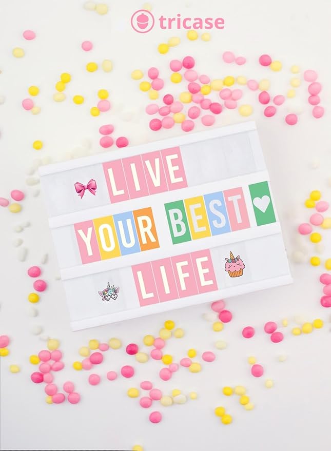 Pink Cinema Light Box with 312 Letters, Emojis & 3 Markers - Led Light Box Sign for Home & Pink Room Decor - Premium Light Up Letter Board - Best Gift Idea for Women & Girls on Christmas or Birthdays