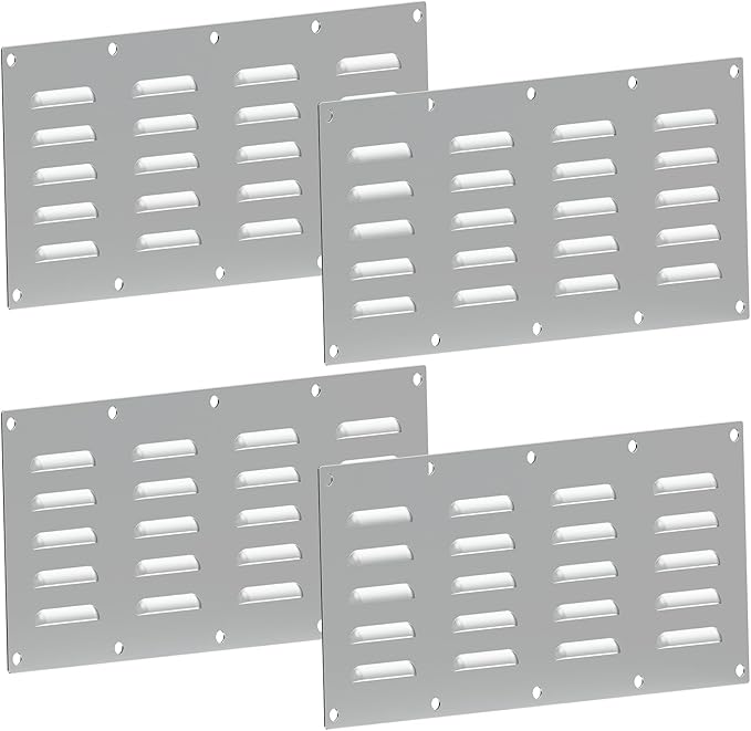 4 Pack Stainless Steel Venting Panel for Grill Accessory Stainless Steel Vent Cover Grill Vent for Masonry Fire Pits Outdoor Kitchen Vent, 15" by 6-1/2"