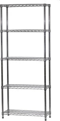 Shelving Inc. 12" d x 30" w x 64" h Chrome Wire Shelving with 5 Tier Shelves, Weight Capacity 800lbs Per Shelf