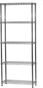 Shelving Inc. 12" d x 30" w x 54" h Chrome Wire Shelving with 5 Tier Shelves, Weight Capacity 800lbs Per Shelf