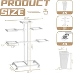 Flower Display Stand with Buckets, Sturdy Flower Cart with Wheels, Metal Bouquet Bar for Wedding, Party, Patio, Bridal Shower, White