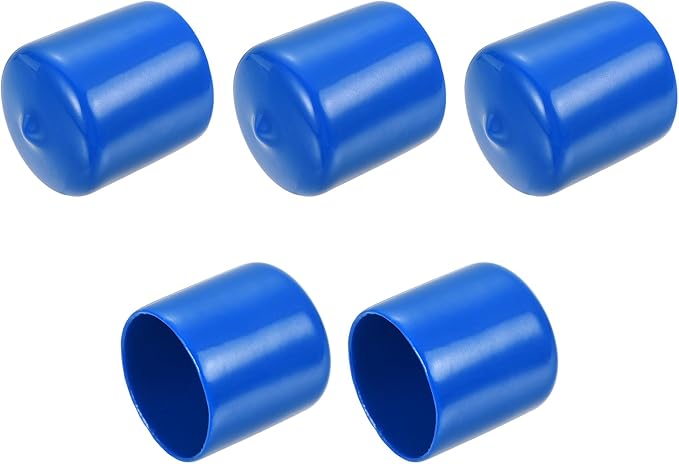 uxcell 5pcs Rubber End Caps 30mm ID Vinyl Round Tube Bolt Cap Cover Screw Thread Protectors Blue
