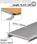 U-Shape Gray TPE Edge Banding 16.4Ft Self-Adhesive Flexible Edge Trim, Furniture Edge Protector & Countertop Molding (W:0.8'' H:0.2'')
