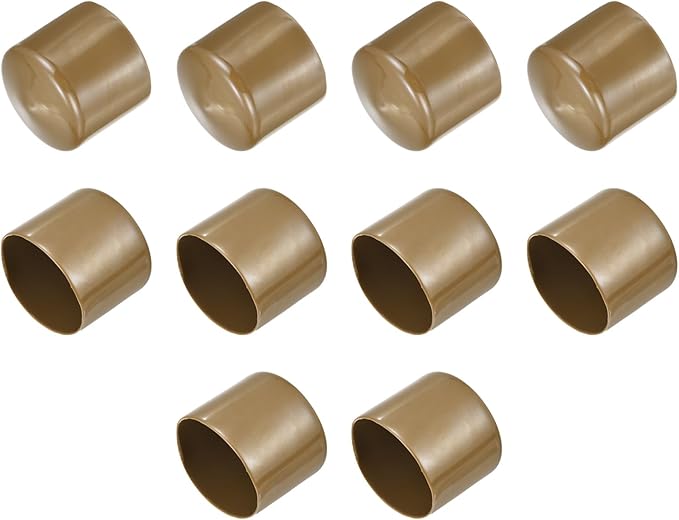 uxcell 10pcs Rubber End Caps 50mm(2 Inch) ID Vinyl Round End Cap Cover Screw Thread Protectors Light Brown