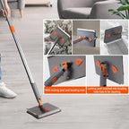 Baseboard Cleaner Tool with Handle,Wall Cleaner mop with Squeegee, Baseboard Cleaning Tool with 85" inch Extension Pole,8 Replacement Pads for Baseboards Cleaning, Ceiling, Wall, Floor, Shower