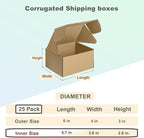 MEBRUDY 6x4x3 Inches Shipping Boxes Pack of 25, Small Corrugated Cardboard Box for Mailing Packing Literature Mailer