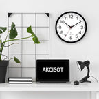 AKCISOT Atomic 12 Inch Wall Clock Analog Clocks for Indoor Kitchen, Battery Operated Clock for Bedroom Office Classroom Living Room(Black)