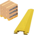 Kable Kontrol Drop Over Floor Cord Cover – 60” Inch Long 1 Channel Cable or Wire Protector – 140 Pcs Bulk Pack - Rubber Ramp for Indoor and Outdoor Use – Yellow