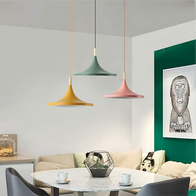 KCO Lighting Nordic Modern Macaron Pendant Light 3-Pack Farmhouse Barn Pendant Light Colorful Pendant Lighting Kitchen Island Lights Ceiling Hanging Over Island (Big)