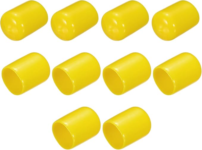 uxcell 10pcs Rubber End Caps 15mm ID Vinyl Round End Cap Cover Screw Thread Protectors, Yellow