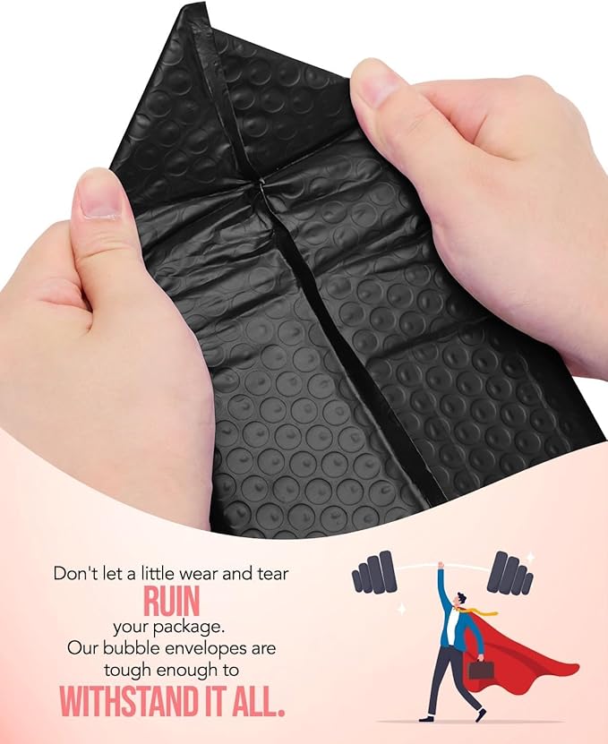 GSSUSA Black Bubble Mailers 8.5X12 Inches 240 Pack, Padded Poly Bubble Mailer, Large padded Envelopes Strong Adhesion Bubble Envelopes,Self-Seal Mailing Envelopes for Small Business,Package Supplies