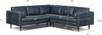 Poly & BARK Napa 98” Leather Corner Sectional Sofa – Full-Grain Italian-Tanned Aniline Leather, Feather-Down Comfort, Solid Wood Frame – Nightfall Blue