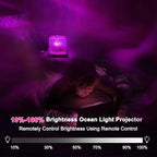 RICHMYC Ocean Wave Projector Light, 16 Colors Gradual Rotating Water Lamp with Remote Control, Beach Decor Sea Themed Northern Lights Projector for Office Bedroom Bar Restaurant(Cordless)