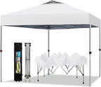 PHI VILLA 10x10 Pop Up Canopy Tent Easy Outdoor Sun Shade for Events Party Tent, 100 Sq. Ft of Shade, White