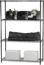 Shelving Inc. 8" d x 48" w x 72" h Black Wire Shelving with 4 Tier Shelves, Weight Capacity 300lbs Per Shelf