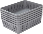 Plastic Organizing Baskets/Storage Tray Baskets,6-Pack,Gray