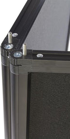 10-Panel Trade Show Display with Black Aluminum Frame, Easy Setup, Carrying Bags Included, Double-Sided - Black and Gray Hook & Loop-Receptive Fabric