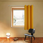 ChrisDowa Blackout Curtains 54 Inches Long for Living Room, Grommet Thermal Insulated Room Darkening Curtains for Bedroom (1 Panel Set, Mustard Yellow, 38W x 54L)