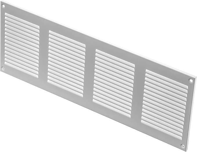 Repa Market 2-Pack Air Vent Cover 16x6 Inch (Outer Dimensions) White Galvanized Steel Louvered Grill Cover with Mesh Screen/Wall or Ceiling Vent/HVAC Register for Indoor and Outdoor Ventilation