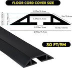 Pangda 30 FT Floor Cable Cover Heavy Duty Cord Cover Protector Power Cable Protector Soft Extension, Organize and Protect Wire on Floor for Home Office or Outdoor Settings (Black)