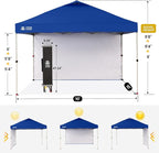 CROWN SHADES 10x10 Pop Up Canopy with 1 Side Wall - Beach Tent with One Push Setup - Outdoor Sun Shade for Events, Parties, Camping - Gazebo with STO-N-Go Cover Bag (Navy Blue)
