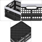 15L Plastic Collapsible Storage Crates, Folding Crates Storage Basket, Pack of 4, Black