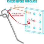 Pegboard Hooks Accessories - 62pcs 2/4/6 Inch Metal Peg Board Tool Hangers, Fits 1/8 1/4 Pegs Slots, Pegboard Wall Organizer Shelving Racks, Hanging Display Storage Holders for Garage Craft Office