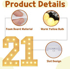 imprsv 4FT Light Up Numbers, Marquee Numbers 21st Birthday Decorations for Her Him, Large Light Up Numbers 21st Birthday Women Foam Board Anniversary Party Decorations Arch Kit (DIY)