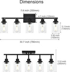 5-Light Track Lighting Kit Black Track Lighting Fixtures Bathroom Wall Sconces Ceiling Mount Kitchen Tracking Lights, Rotatable Spotlight with Clear Glass Shade for Kitchen Shop Hallway