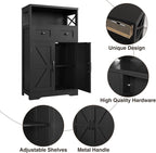 Black Farmhouse Kitchen Pantry Cabinet With Doors and Shelves, Coffee Bar Storage, Freestanding Floor Hutch Cupboard for Kitchen, Laundry, Living Room