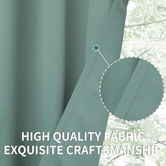 BGment Blackout Curtains - Grommet Thermal Insulated Room Darkening Bedroom and Living Room Curtains, Set of 2 Panels (52 x 45 Inch, Frosty Green)