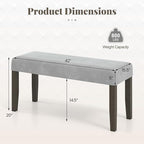 Giantex 42" Upholstered Dining Bench with Velvet Padded Seat, Rubber Wood Legs, 800 Lbs Capacity, Entryway Bench for Bedroom End of Bed, Dining Room, Hallway, Living Room, Kitchen (Grey, 1-Pack)