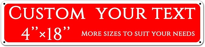 Custom Sign, Custom Indoor/Outdoor Decorative Sign，Aluminum Weatherproof Metal Sign Multiple Sizes, Double-sided,Customize for Swimming Pool,Playground, Business, Workplace, office, Home, Delivery Signs(4*18 Inch)