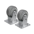 4'' × 2'' Caster Wheels, Heavy Duty Industrial Casters, Rubber Wheels with Roller Bearing, Load 600lbs per Swivel Caster for Cart Dolly Toolbox Trolley (2 Rigid)