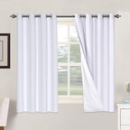 H.VERSAILTEX Linen Blackout Curtains 63 Inches Long 100% Blackout Thermal Insulated Textured Linen Look Curtain Draperies Anti-Rust Grommet, Energy Saving with White Liner, 2 Panels, Bright White