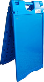Jumbl A-Frame Signboard 15.7” x 26” Display Surface – Small Outdoor Sandwich Board w/Weather Resistant PVC Sign Protector & Sand Fill Holes – Dual Signage Stand for Storefront Sidewalk Curb (Blue)