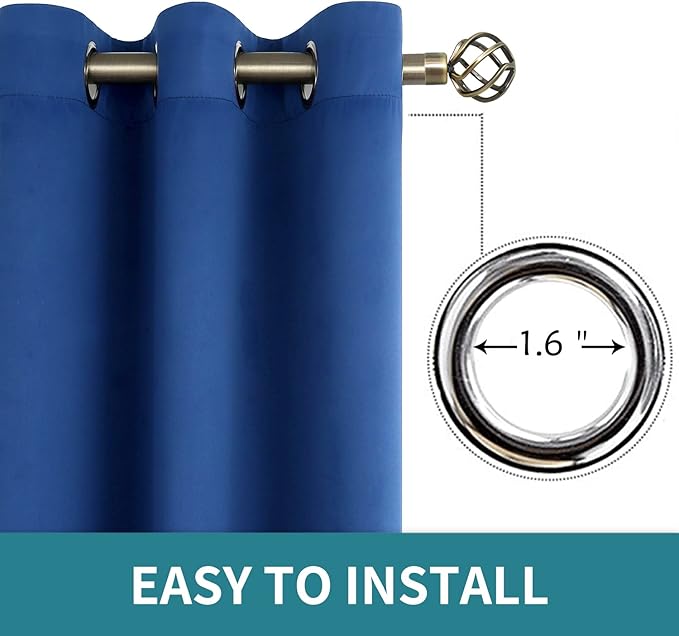 BGment Blackout Curtains for Bedroom - Grommet Thermal Insulated Room Darkening Curtains for Living Room, 38 x 45 Inch, 2 Panels, Royal Blue