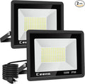 Ceena 2 Pack 120W Plug in LED Flood Light Outdoor, 12000lm Super Bright Floodlight with 5.9FT Wire, IP66 Waterproof 6000K LED Work Light for Backyard, Workshop, Basketball Court