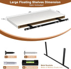 12 Inch Deep Floating Shelves for Wall 2 Pack Floating Shelfs Large Storage Space Wall Decor Display Shelf for Bathroom Living Room Bedroom Kitchen 30" W x 12" D x 1.2" H White