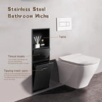 Stainless Steel Shower Nich, 25.4X11.2IN Recessed Waterproof Bathroom Niche, Built-in Trash Can Alcove, Toilet Paper Toiletries Storage Rack for Kitchen Living Room Bedroom Hotel Residential