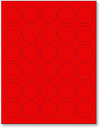 NextDayLabels 8-1/2 x 11 Neon Color High Light Fluorescent Labels for Laser & Inkjet Printer (RED Fluorescent, 1.5" Round - 30 Per Page | 750 Labels)