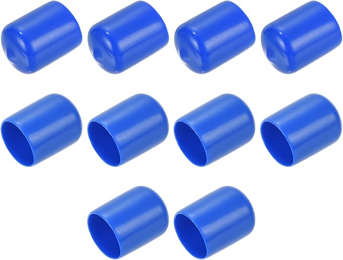 uxcell 10pcs Rubber End Caps 21mm ID Vinyl Round Tube Bolt Cap Cover Screw Thread Protectors Blue