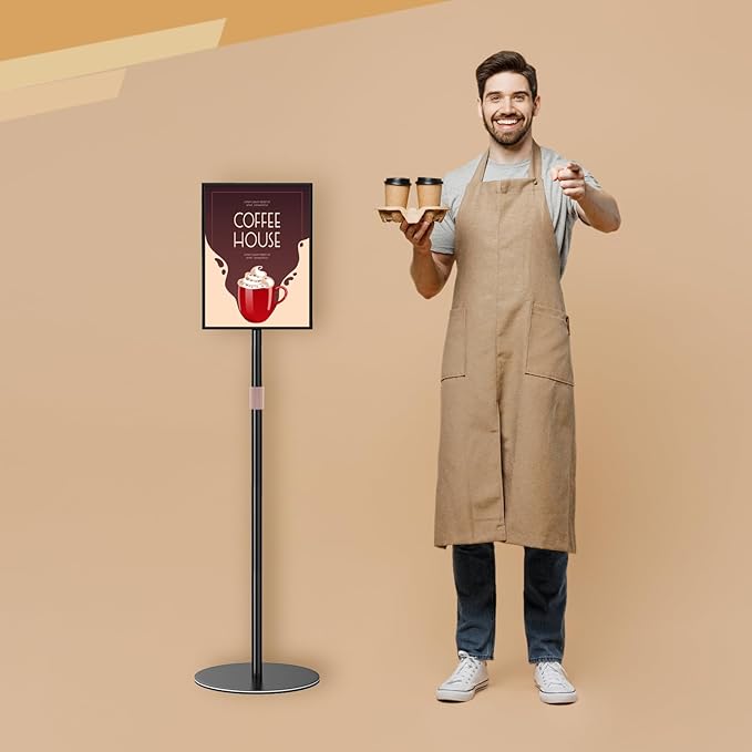 Sign Holder Stand 8.5x11 inch - Flip Open Pedestal Floor Standing Sign Holder, Adjustable Versatile Sign Stands for Display, Floor Sign Holder with Easy Replacement for Events and Promotions (1 PACK)