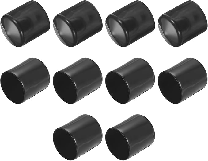 uxcell 10pcs Rubber End Caps 37mm(1 1/2") ID Vinyl Round End Cap Cover Screw Thread Protectors Black