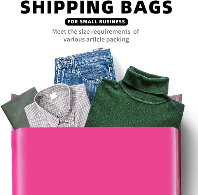 POLYSELLS 200 pcs 24x24 Inches Pink Poly Mailers Shipping Envelopes, Strong Adhesive Sealing, Waterproof, and Tear-resistant Postal Mailing Bags for Clothing, Books, and Accessories