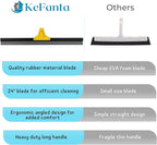 Floor Squeegee for Concrete and Tile Cleaning, 24'' Rubber Wiper Broom, Large Heavy Duty Water Scraper with 60'' Long Handle for Garage, Deck, Bathroom, Shower Glass, Window
