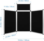 Nisorpa 3+1 Panel Folding Trade Show Presentation Board 70.8“ x 35.4” Trifold Desktop Display Board with Carry Bag Large Metal Frame Tabletop Display 4 Panels-Black