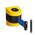 Crowd Control Warehouse - CCW Series WMB-230 Magnetic Wall Mount Retractable Belt Barrier - 30 Foot Belt, Dark Blue Belt with Yellow ABS Case